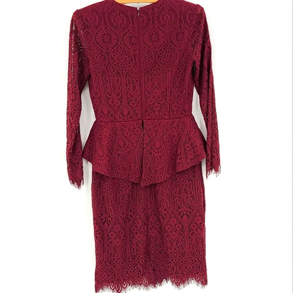 Adelyn Rae Deep Vneck Peplum Lace Long Sleeve Dress - Picture 3 of 14